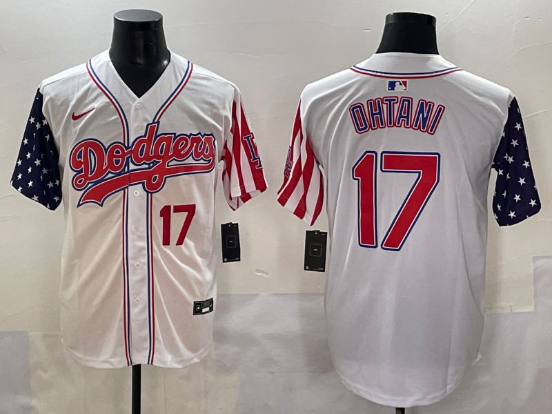 Men 2025 Los Angeles Dodgers #17 Ohtani White a generation of national flags Joint Name Nike MLB Jersey style 1